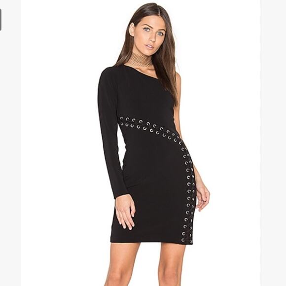 Parker davita lace up one shoulder dress black sz S - Picture 1 of 9